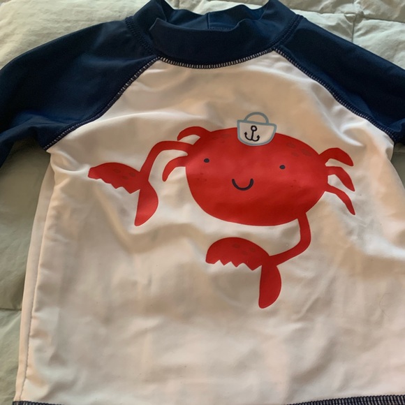 🦀 Crab baby boy two piece bathing suit set. 9 months. EUC.🦀 - Picture 6 of 7